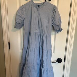 Who What Wear Light Blue Tiered Dress with Puff Sleeves